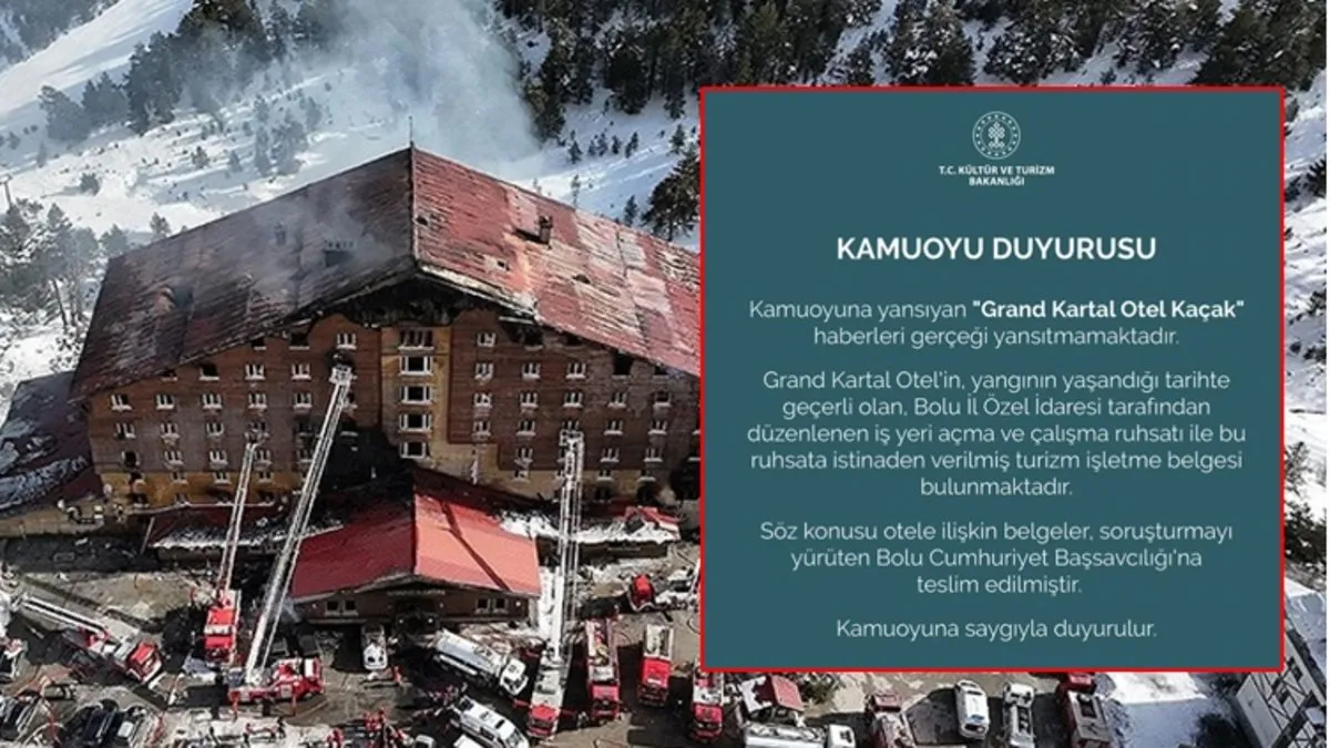 Kültür ve Turizm Bakanlığı’ndan ‘Grand Kartal Otel kaçak’ haberlerine yalanlama