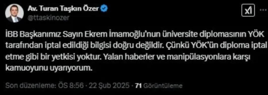 YÖK Ekrem İmamoğlu’nun diplomasını iptal mi etti? İddialar sonrası CHP’den açıklama geldi