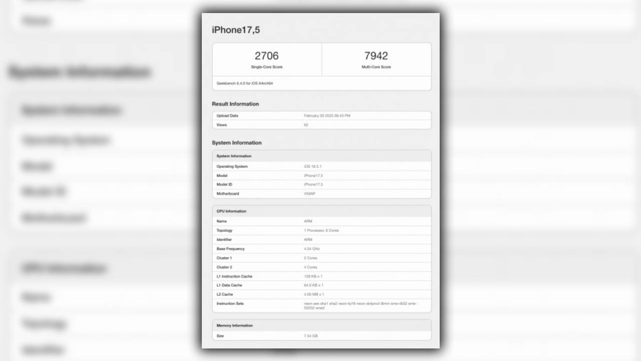 iPhone 16e Geekbench performans testinde!