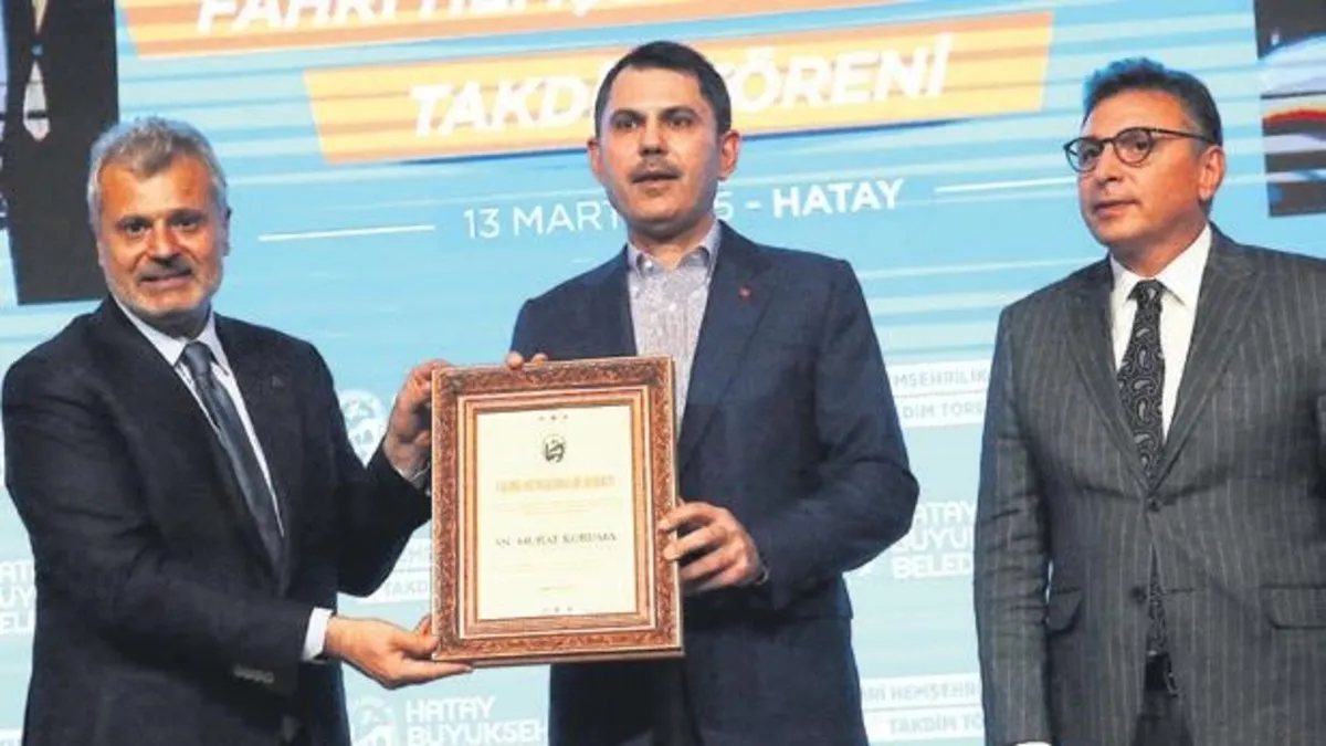 Kurum, Hatay’ın Fahri Hemşehrisi oldu